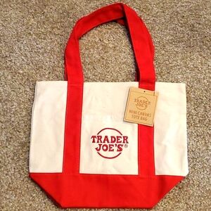 Trader Joe's Mini Canvas Tote Bag Red